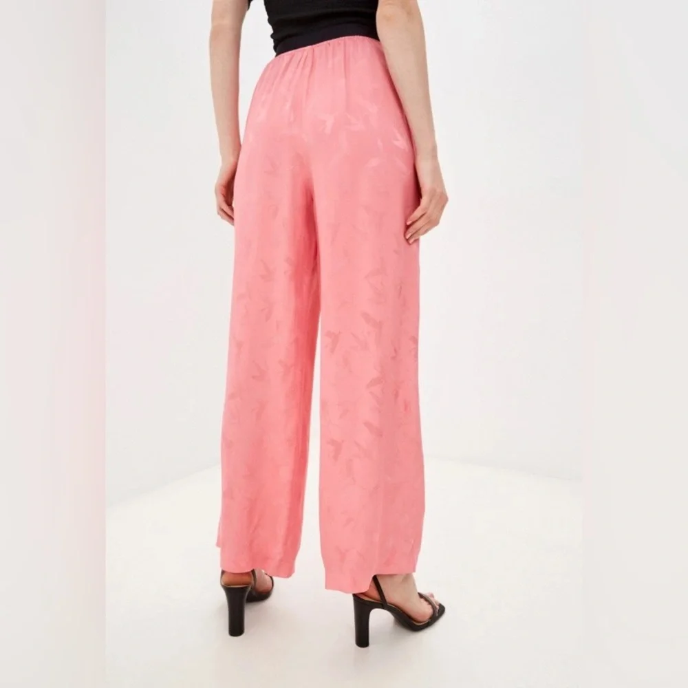 MAJE Pink Bubblegum Pala Satin-Jacquard Wide-Leg Pants. Size 36 - Picture 10 of 16